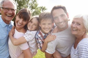 family smiling dental care 